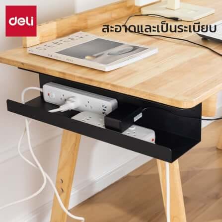 ชั้นเก็บรางปลั๊ก DELI VS6201-BK-01 สีดำ 30X15X16 CM_8